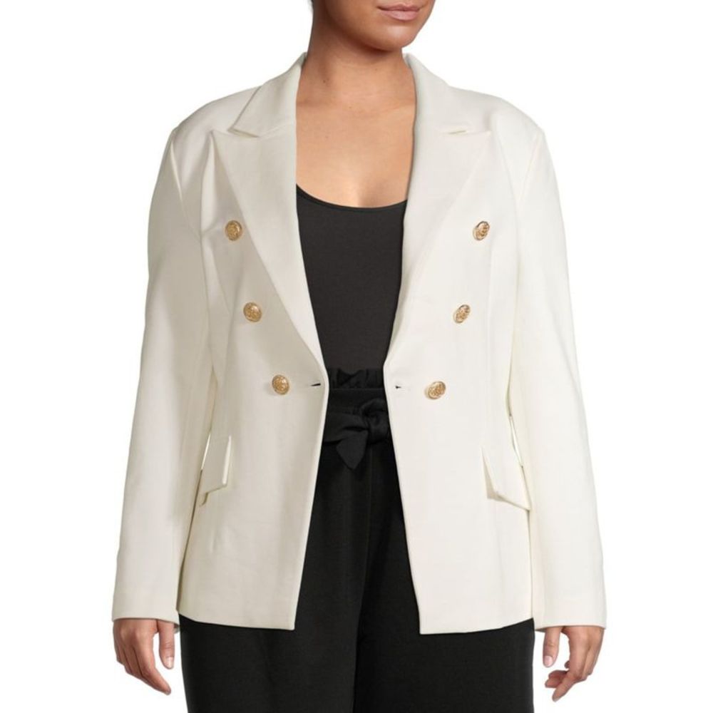 ATTITUDE UNKNOWN Womens Ivory Wear To Work Blazer Jacket Plus 3X